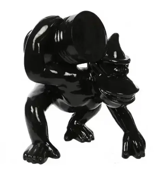 DAPT72 jungle gorilla aap met ton op zijn rug witt  65 cm
