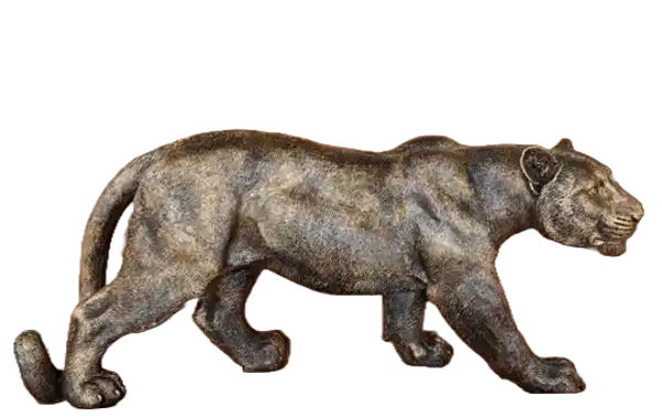 Panther lopend antiek goud 85 cm