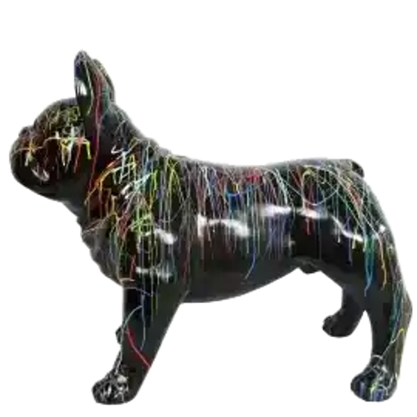 ART pop France bulldog hond  multicolor splash  polyester résine 60 x 90 cm