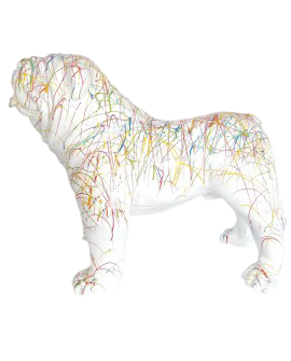 Art pop  Hond Engelse bulldog rood extra glad polyester résine 60 x 90 cm