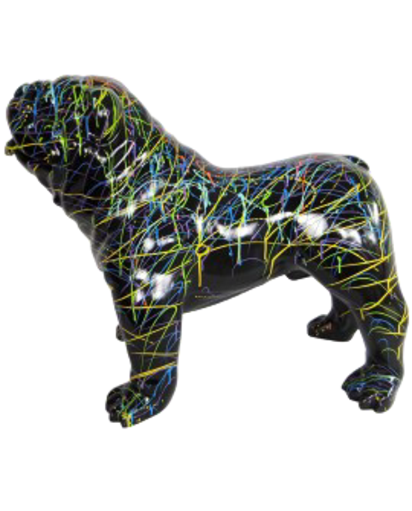 Art pop Hond Engelse bulldog Zwart multicolor  polyester résine 60 x 90 cm