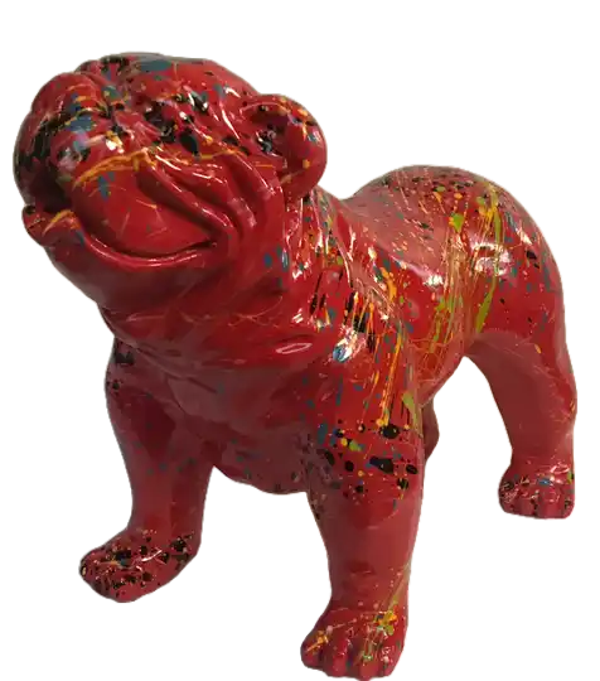Art pop Engelse bulldog hond zwart  multicolor drop 20 cm