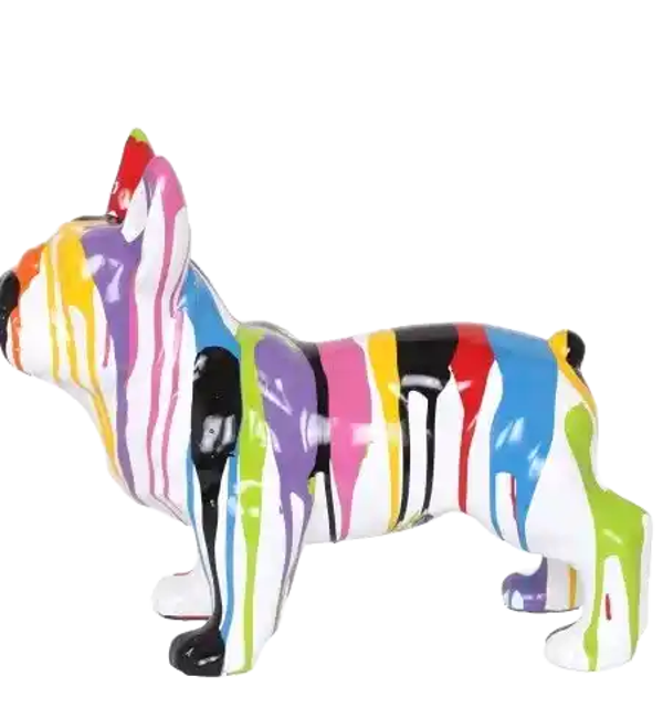 Art pop France Bulldog hond polyester résine wit multicolore drop 30 x 50 cm