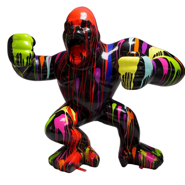 ART pop Jungle Agresive Gorilla singe multicolore 180 cm