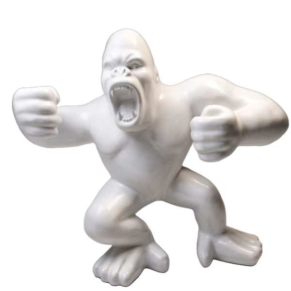 Art pop  aggressive gorilla aap wit polyester résine  120 CM