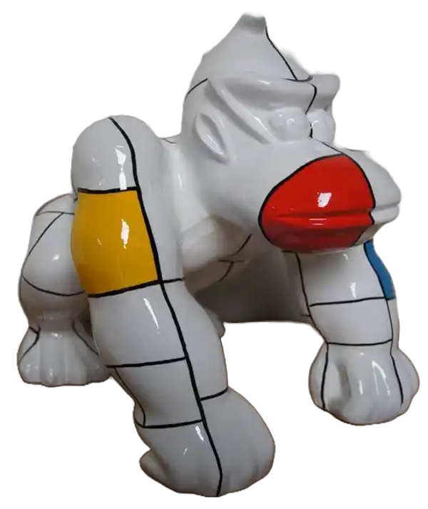Art pop Gorilla apen op 4 poten polyester wit of zwart kiss me 85  m