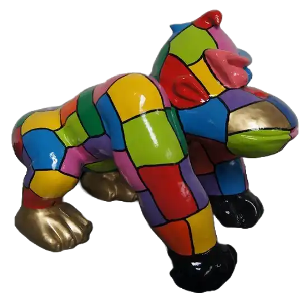 Art pop Gorilla apen op 4 poten polyester multicolor blok 85  cm
