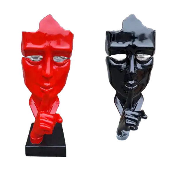 Art pop Denker sst masker laminaat op sokkel wit zwart of rood XXL 200 cm