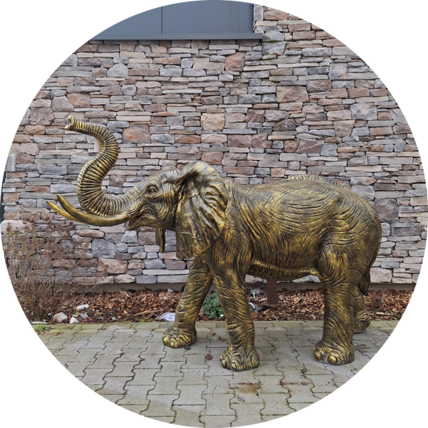 Olifant slurf omhoog antiek brons 220 x 114 x 150 cm