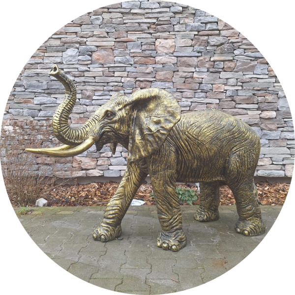 Olifant slurf omhoog brons antiek  XL 220 x 296 x 96 cm