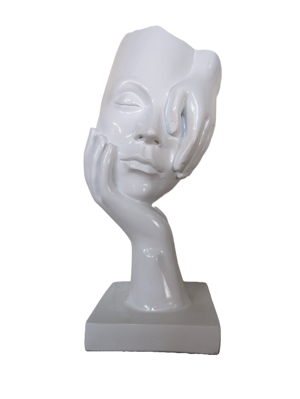 Art pop Masker slapende dame  wit 19 x 19 x 48 cm