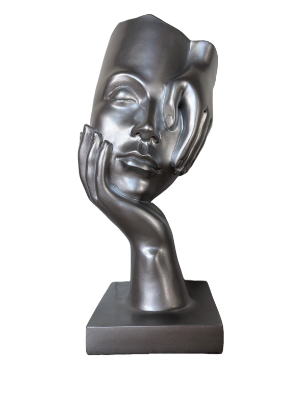 Art pop Masker slapende dame zilver 19 x 19 x 48 cm
