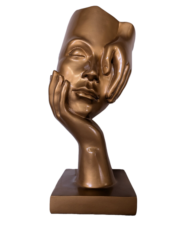Art pop Masker slapende dame goud 19 x 19 x 48 cm
