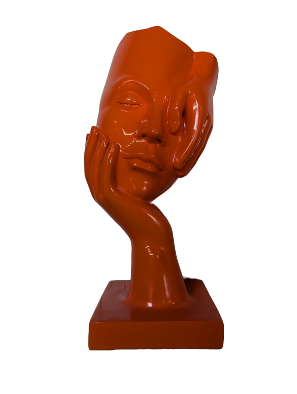 Art pop Masker slapende dame orange 19 x 19 x 48 cm