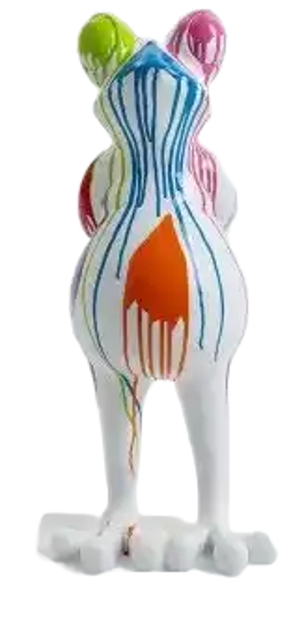 Art pop kikker staand wit of zwart multicolor druip 75 cm