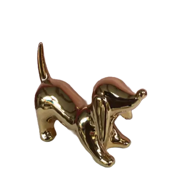 Flappy tekkel  hondje chroom zilver of goud 20 cm verp12