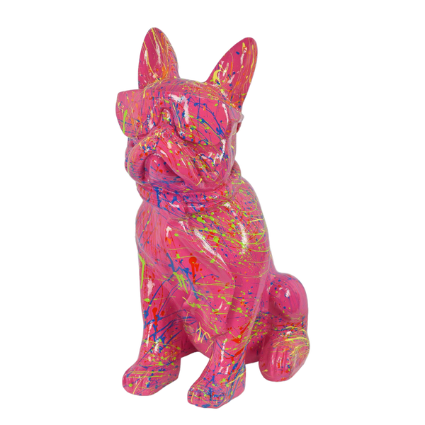 Art pop France Buldog zit met bril en das  splash multicolor 125 cm