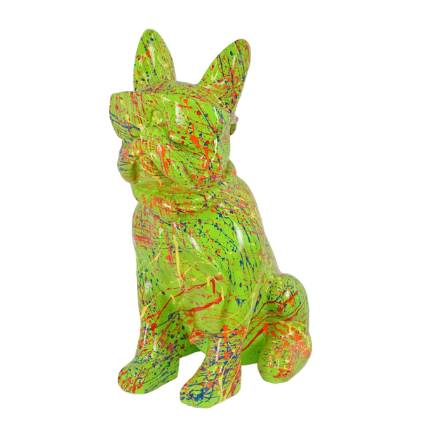 Art pop France Buldog zit met bril en das  splash multicolor 125 cm