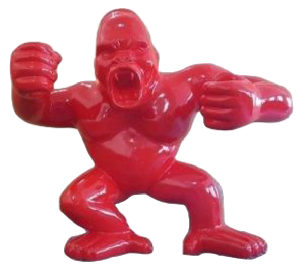 Art pop  Agresive Gorilla aap rood staand polyester résine  120 cm