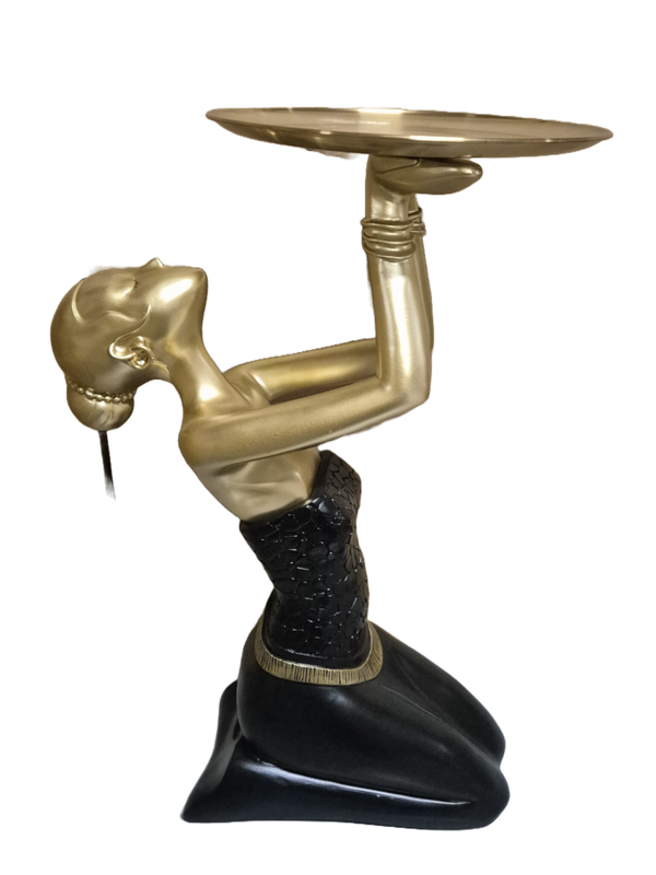 Dame met schaal zwart 65 cm