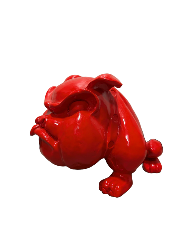 Art pop Hond  Engelse buldog rood  polyester résine   40cm