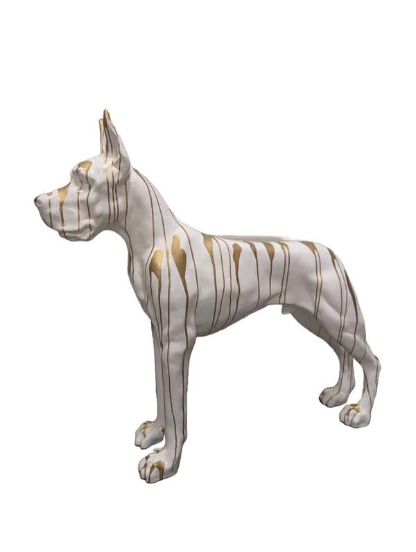 ART pop Hond Deense dog staand wit  goud multicolor   120 x 100 cm