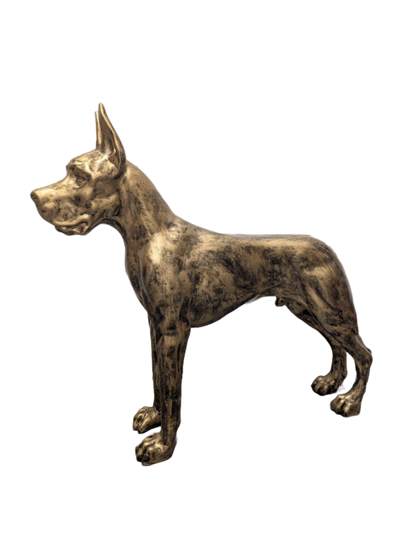 ART pop Hond Deense dog staand antiek goud 120 x 100 cm