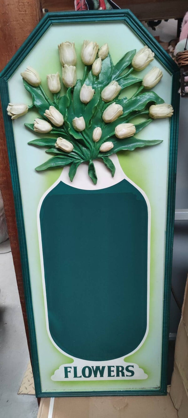 Houten Schrijf bord flowers 120 X 45 cm