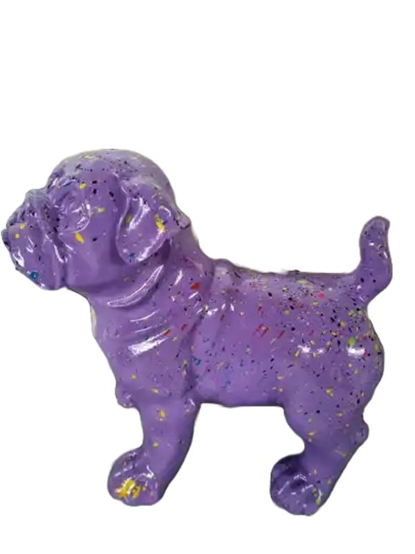 Art pop Hondje staand paars splash 20 cm