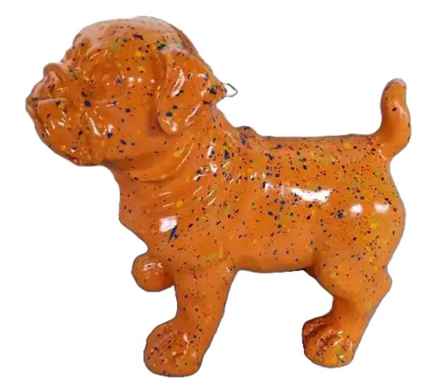 Art pop Hondje staand orange multicolor splash  20cm