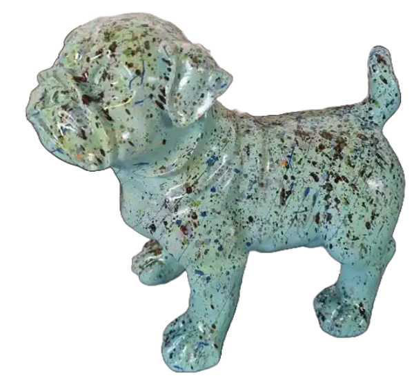 Art pop Hondje staand groen multicolor splash  20cm