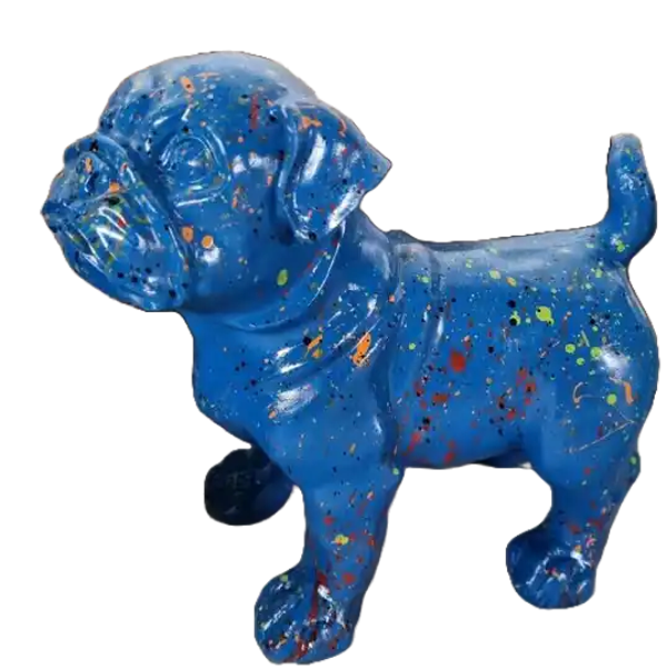 Art pop Hondje staand blauw multicolor splash 20 cm