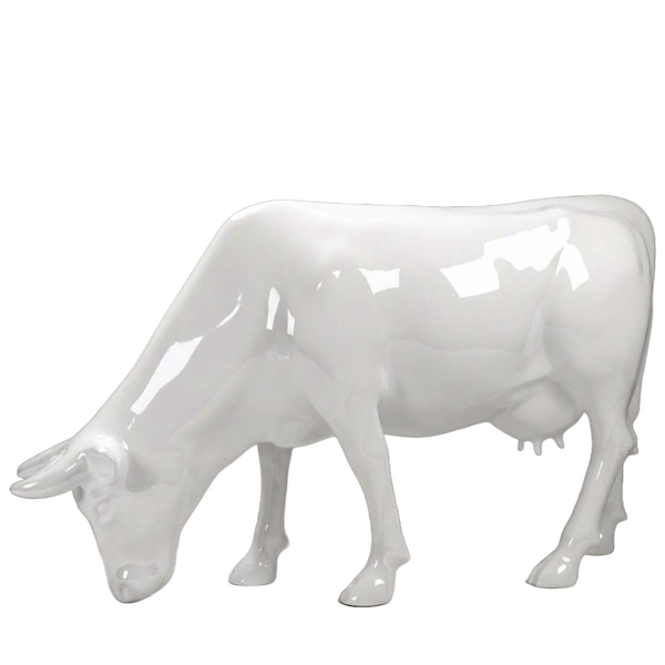 Art pop koe kop neerwaarts glad wit grandeur naturel 140 x 220 x 60 cm
