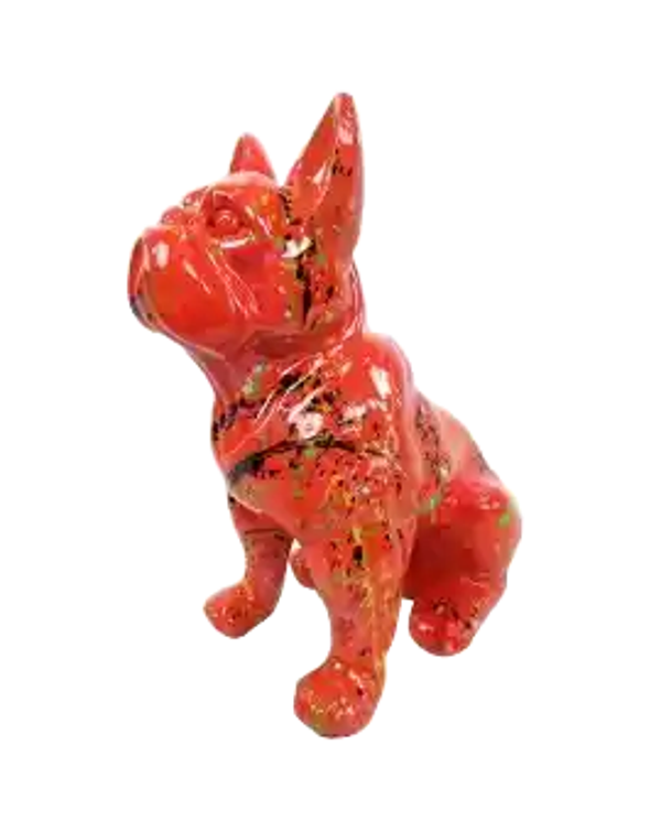 Art pop Hond France bulldog zit multicolor polyester résine 42 cm