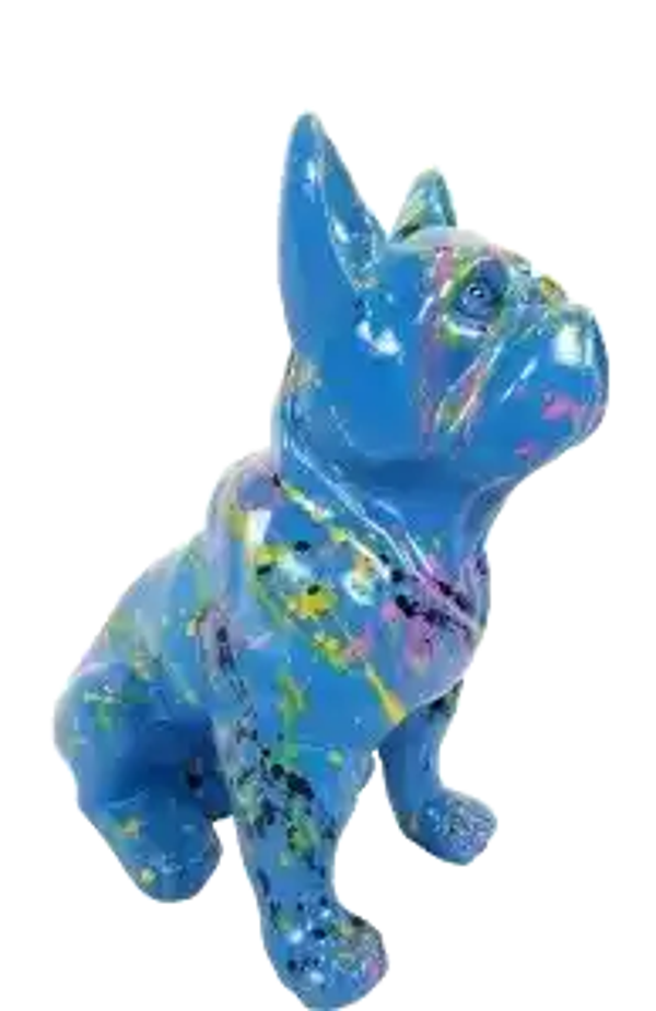 Art pop,Hond France bulldog zit multicolor polyester résine 42 cm