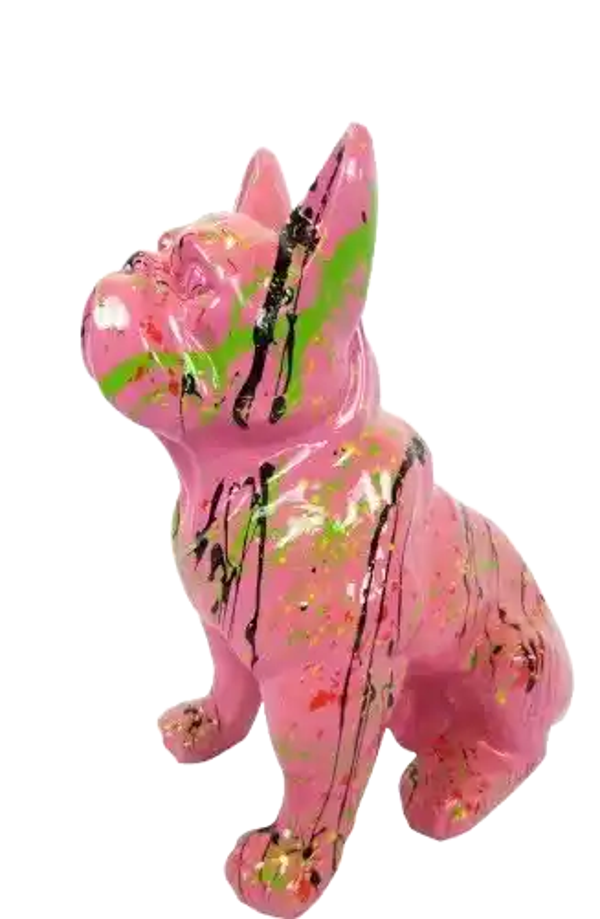 Art pop Hond France bulldog zit multicolor polyester résine 42 cm