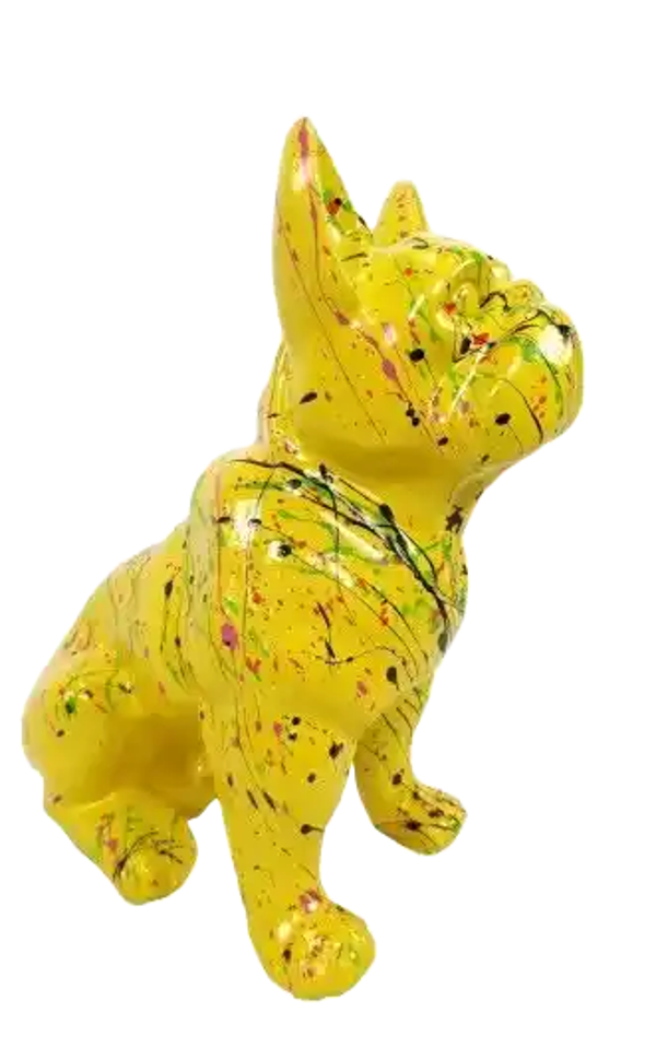Art pop Hond France bulldog zit multicolor polyester résine 42 cm