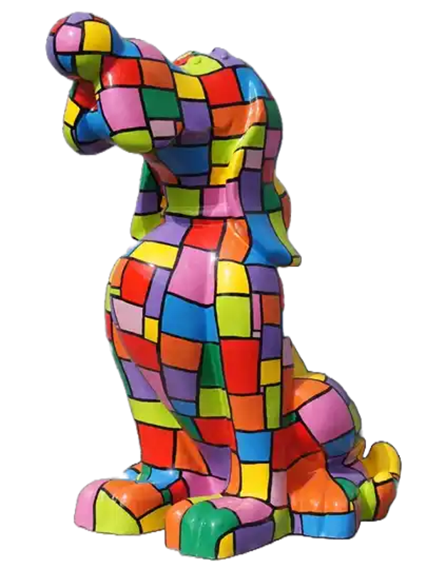 Art pop hond multicolore block polyester résine 165 cm