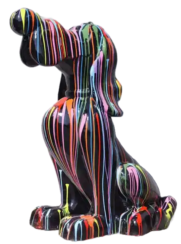 Art pop  cartoon hond multicolore polyester résine  165 cm