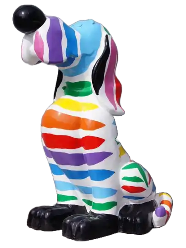 Art pop cartoon hond multicolore zebra polyester résine  165 cm