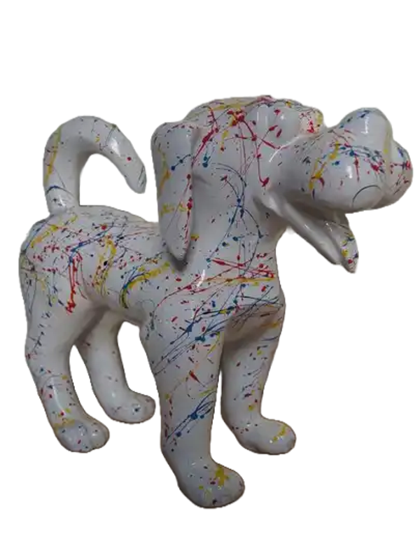Art pop Cartoon hond zwart  multicolore spin polyester résine 41 cm