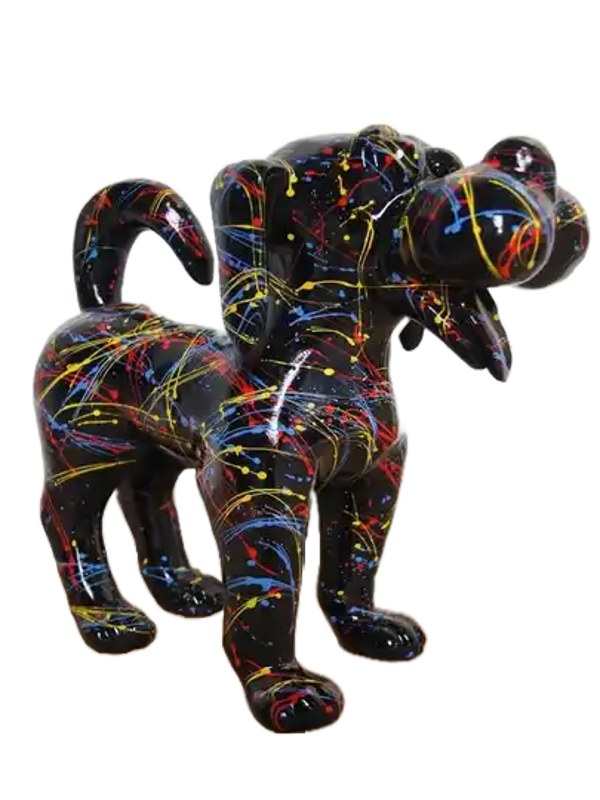 Art pop Cartoon hond wit of zwart multicolore spin polyester résine 41 cm