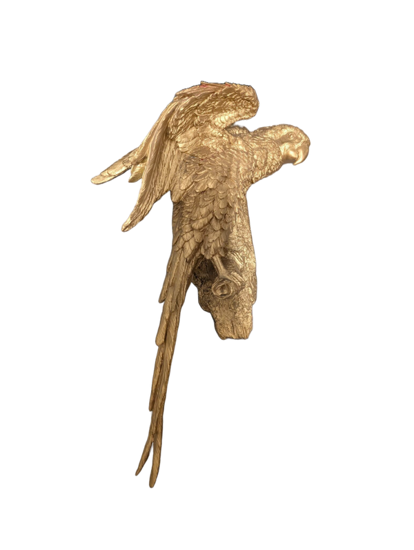 Papegaai op stronk muurganger  goud 50 cm