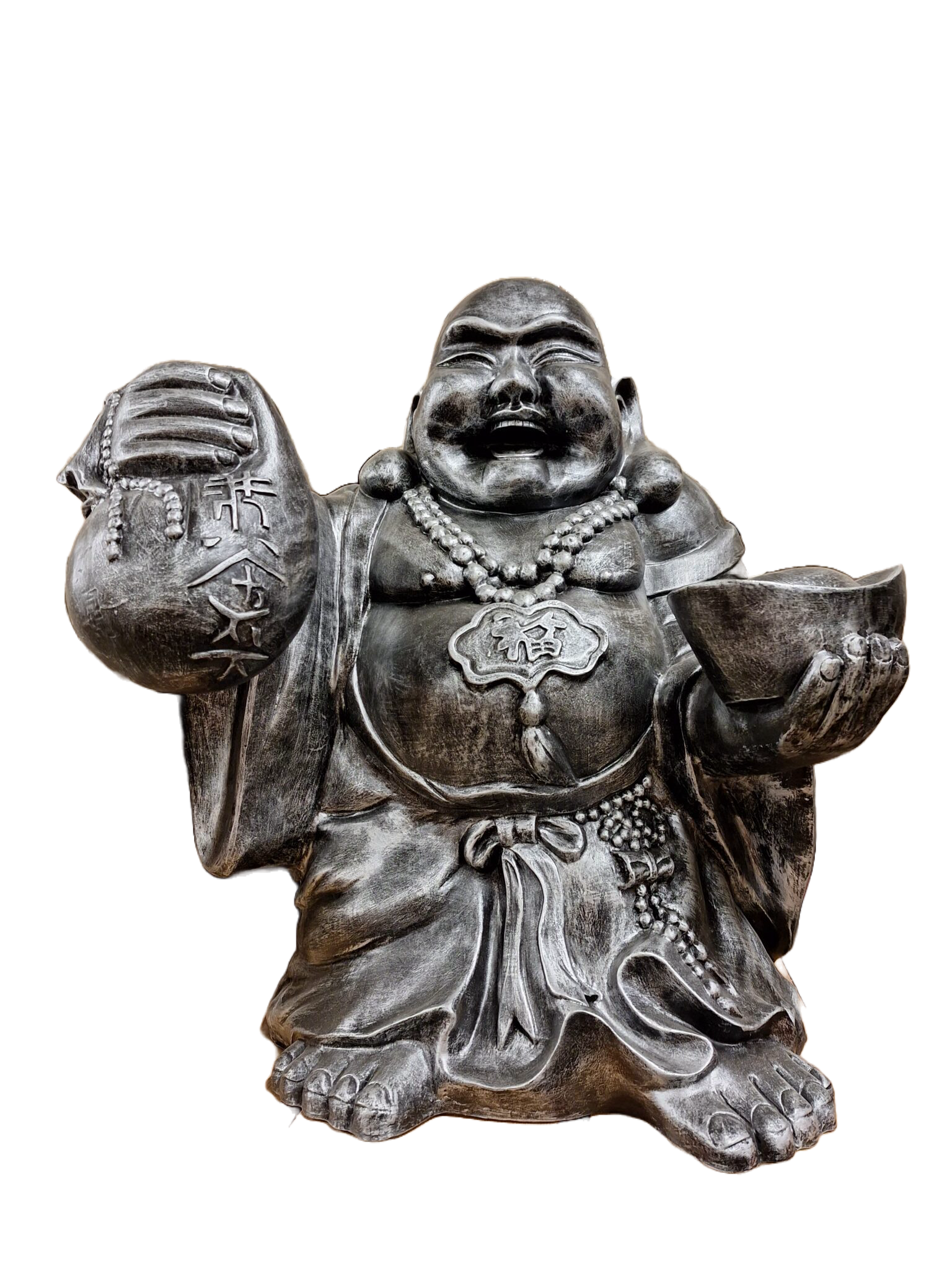 curiosa Hepy Boeddha van reikdom zwart goud polyester résine 71 cm