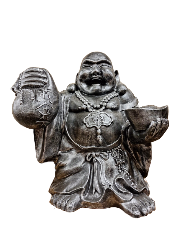 curiosa Hepy Boeddha van reikdom zwart goud polyester résine 71 cm