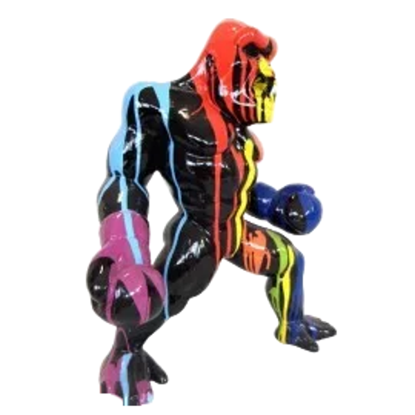 Art pop Aap King Kong boxer wit of zwart multicolor 50cm