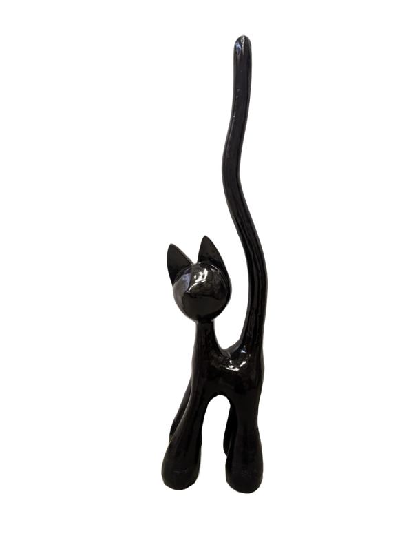 Art pop Design Kat krul staart staand glad zwart  120 cm