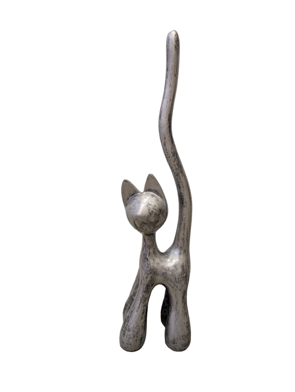 Art pop Design Kat krul staart staand glad antiek steen 120 cm