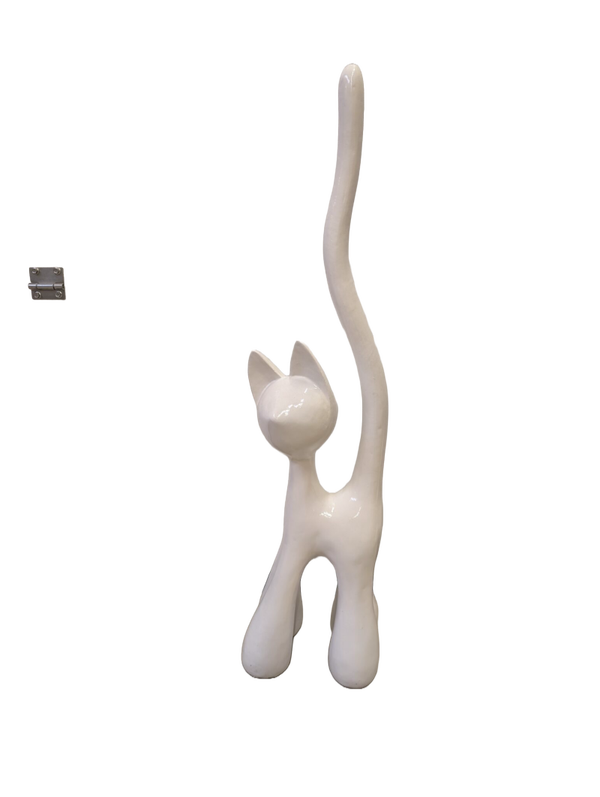 Art pop Design Kat krul staart staand  glad wit 120 cm