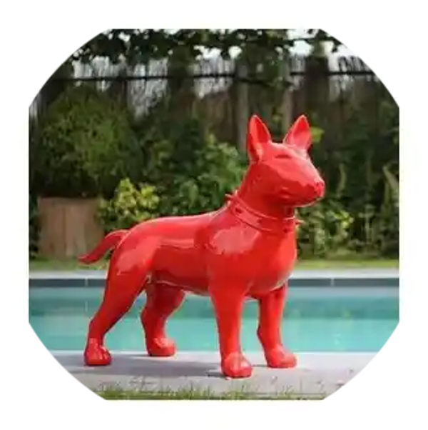 DHC54 Hond bulterriër rood polyester résine wit 115 cm